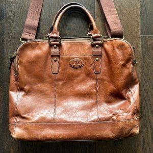 Fossil Three Pocket Leather Briefcase